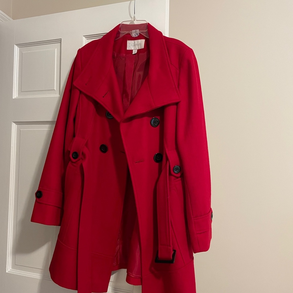 Relativity Vibrant Red Peacoat - Picture 2 of 4